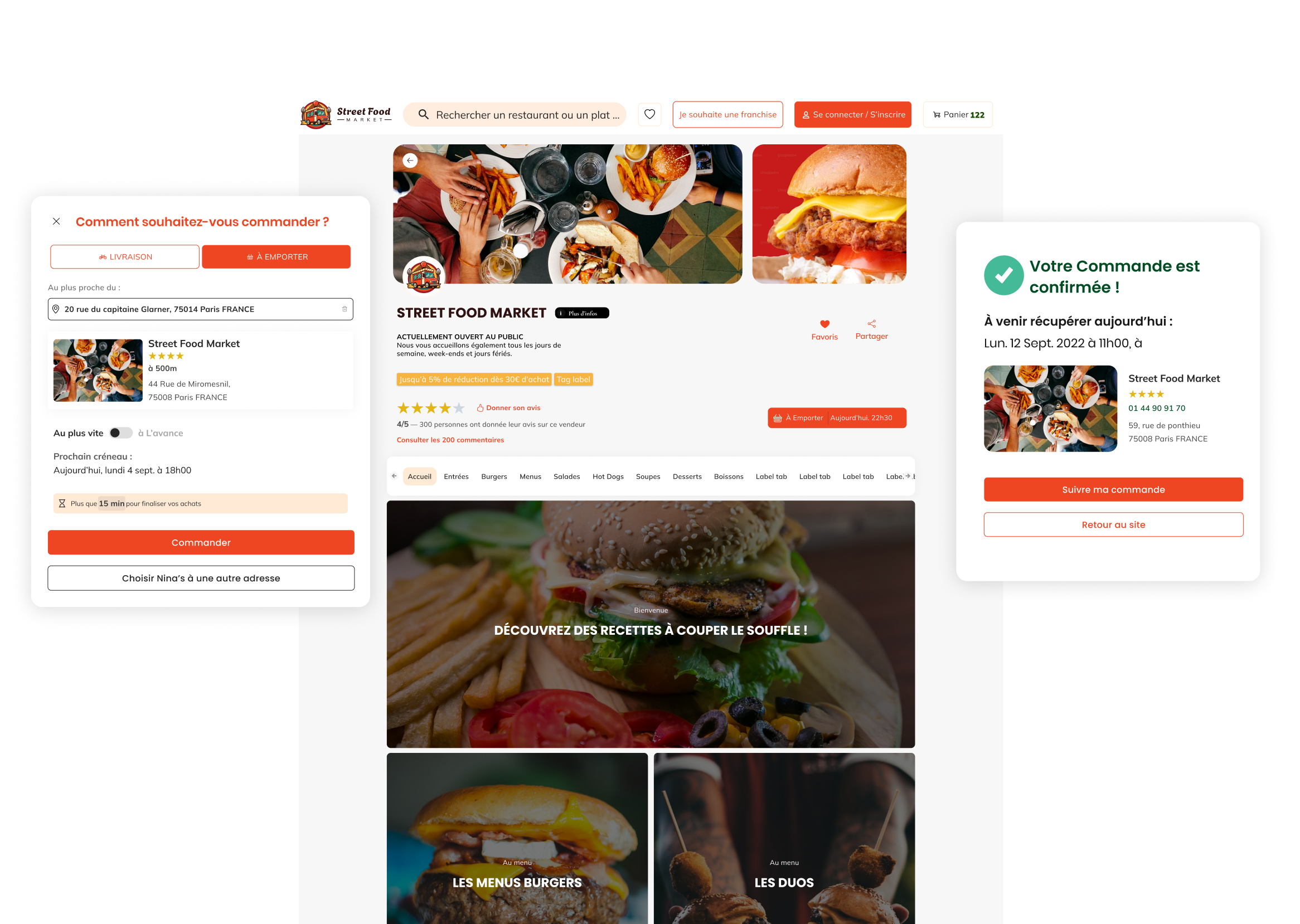 Interface Tampl - Marketplace Street Food Market avec commandes en temps réel